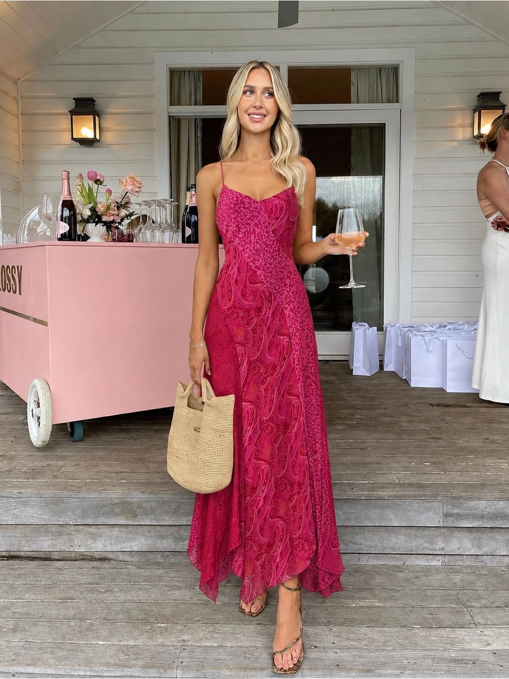 Vintage Silk Floral Paisley Dress
